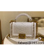 Chanel Pythonskin Leather Small Boy Flap bag with Top Handle and Chain White/Gold 2022 