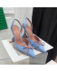 Amina Muaddi Silk High Heel Open Pumps 9.5cm Light Blue 2022 032446