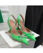 Amina Muaddi Silk High Heel Open Pumps 9.5cm Bright Green 2022 032449