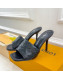Louis Vuitton Revival High Heel Slide Sandals 9.5cm in Monogram Embossed Lambskin Black 2022 