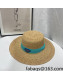 Prada Straw Wide Brim Hat Khaki/Blue 2022 0401126