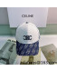 Celine Canvas Baseball Hat White/Blue 2022 040212