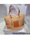 Loewe Medium Straw and Leather Basket Shoulder Bag Khaki/Brown 2022 033105