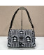 Prada Jacquard Knit and Leather Signaux bag 1BC165 Black/White 2021