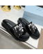 Prada Sequins Flat Slide Sandals Black 2022 032387
