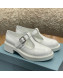 Prada Brushed-Leather Mary Jane T-strap Shoes/Loafers White 2022