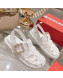 Roger Vivier Rangers Calf Leather and Fabric Strap Sandals White/Crystal 2022