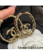 Chanel Large Chain Leather Hoop Earrings 2022 040217