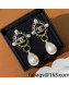 Chanel Stone Pearl Earrings Black 2022 040219
