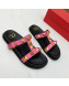 Valentino Roman Stud Calf Leather Flat Slide Sandals Pink 2022 0323142