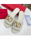 Valentino VLogo Calf Leather Flat Slide Sandals White 2022 0323151