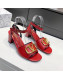 Valentino VLogo Grained Calfskin Heel Sandals 5cm Red 2022 032662
