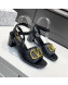 Valentino VLogo Grained Calfskin Heel Sandals 5cm Black 2022 032657
