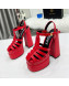Versace Calfskin La Medusa Platform Sandals 15.5cm Red 2022 