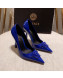 Versace Glazed Leather Pumps 11cm Blue 2022 031941