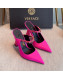 Versace Silk High Heel Mules 11cm Pink 2022 031949