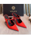 Versace Silk High Heel Mules 11cm Red 2022 031950