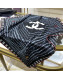 Chanel Striped Silk Square Scarf 90x90cm Black 2022 033052