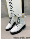 Balmain Quilted Calfskin B Buckle Ankle Boots White 2021 120429