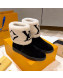 Louis Vuitton Snowdrop Shearling and Suede Flat Ankle Boots Black/White 2021 