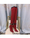 Balmain Knit B Buckle High Boots Red 2021 120417