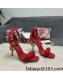 Dolce & Gabbana DG Calf Leather and Crystal High Heel Sandals Red 10.5cm 2022 