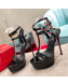 Christian Louboutin Maravilla Patent Leather High Heel Platform Sandals with Crystal Buckle 15cm Black 2022