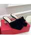 Roger Vivier Velvet Cube Crystal Medium Heel Slide Sandals 7cm Black 2022