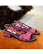 Chanel CC Allover Printed Lambskin Low Heel Sandals 3.5cm G38976 Dark Pink 2022