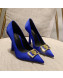 Versace Silk High Heel Pumps 11cm Royal Blue 2022 032809
