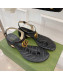 Gucci Calfskin GG Thong Sandals 3.5cm Black 2022